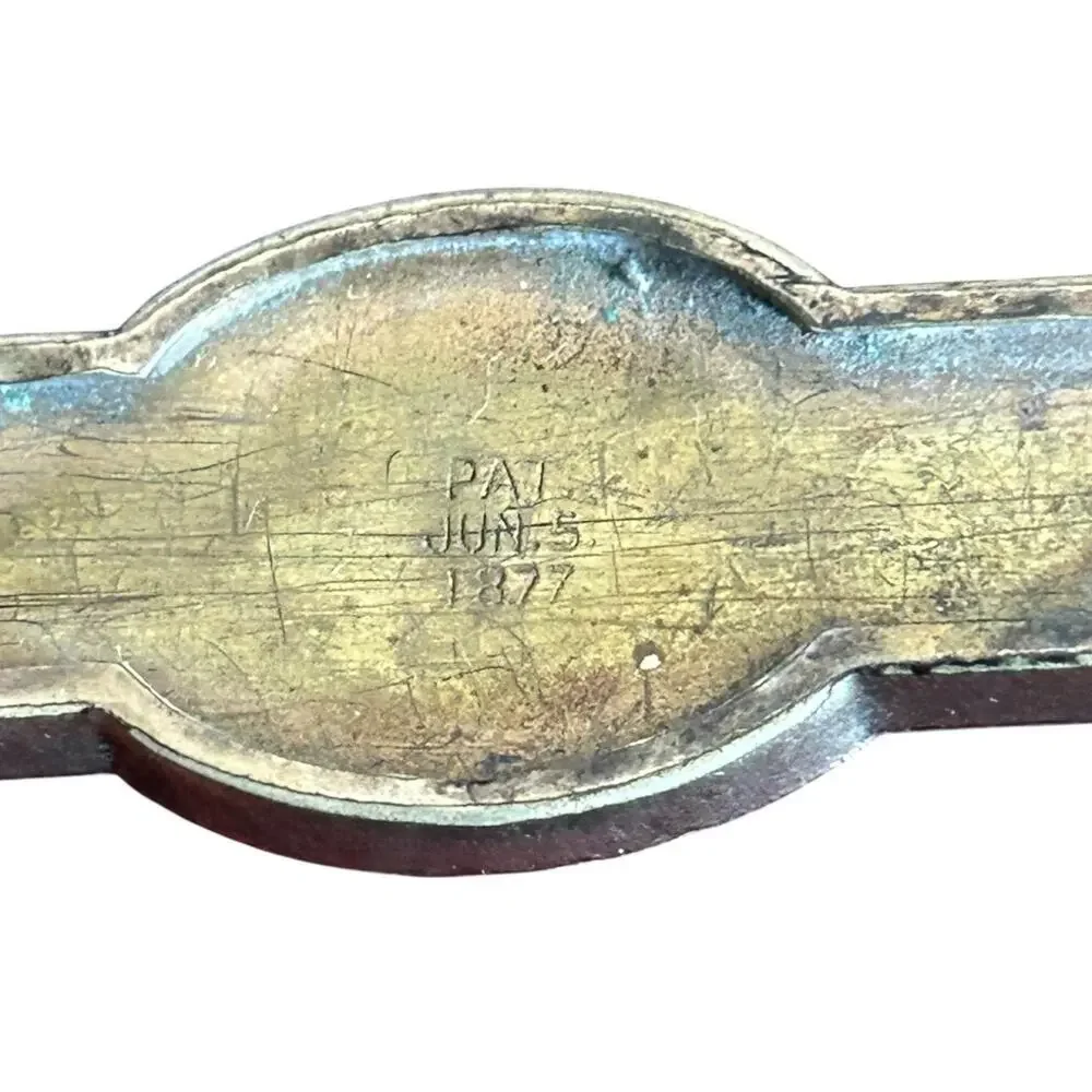 Victorian Aesthetic Movement Gold Filled Bar Pin 1877 Patent Engraved Landscape